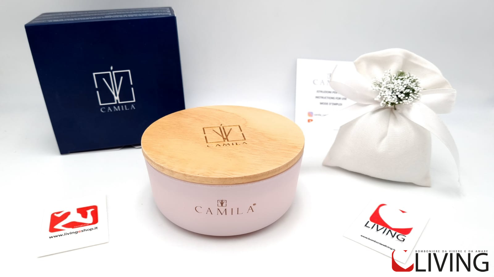Candela alla pesca & cassis in barattolo di vetro rosa cipria - immagine 4