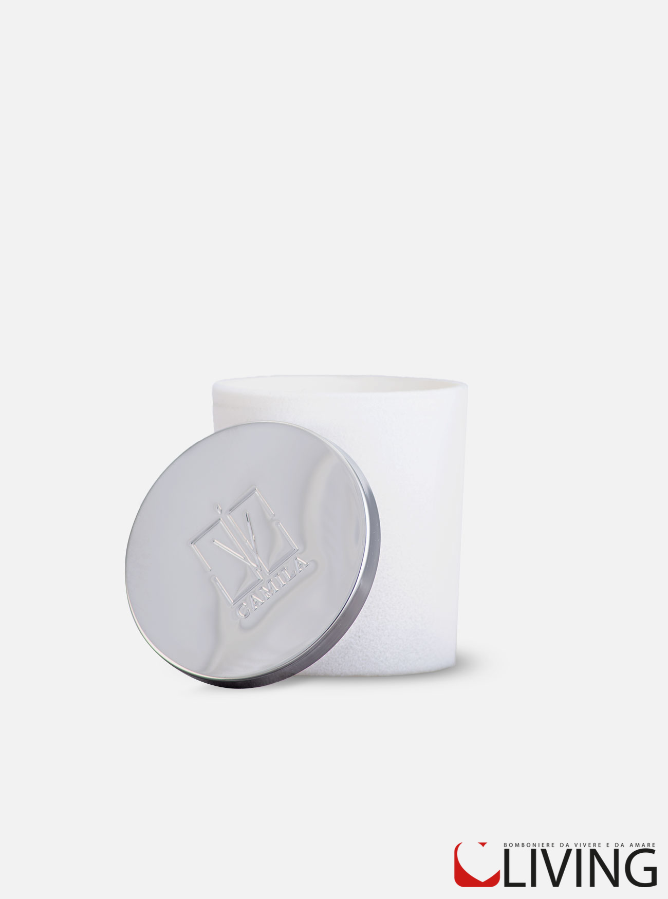 Candela aloe vera barattolo velluto bianco - immagine 3
