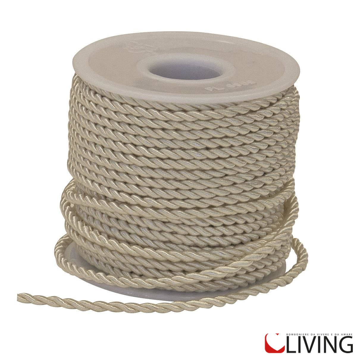 Cordoncino 2 capi da 3 mm 25 metri colori bianco avorio rosa celeste e rosso