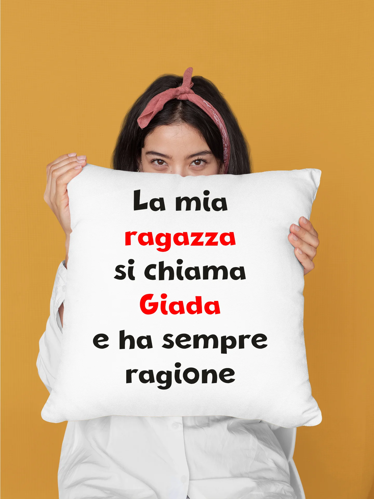 Cuscino SanValentino Regalo Fidanzati Innamorati divertenti PERSONALIZZA CON NOME La mia ragazza ha sempre ragione