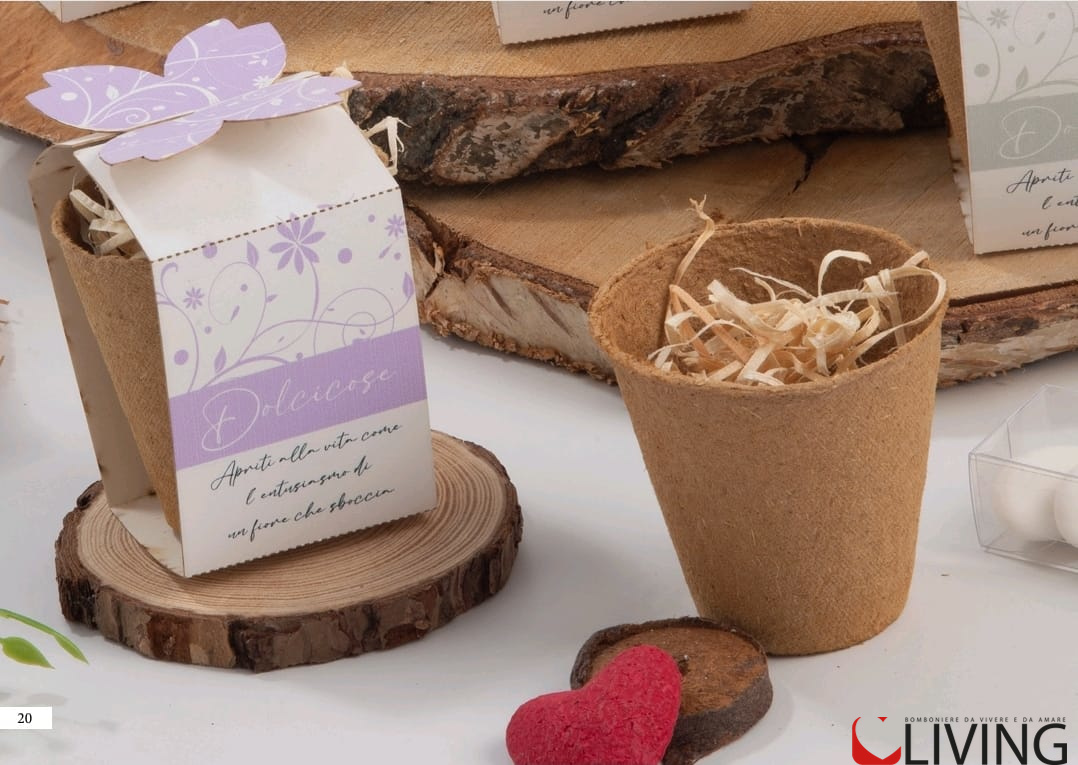 Bomboniera vasetto con kit fioritura eco-friendly fascia tiffany - immagine 2
