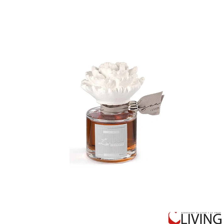Bomboniera profumatore in vetro con Peonia in gesso - immagine 6
