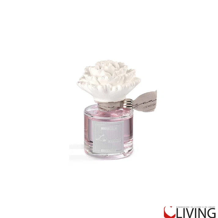 Bomboniera profumatore in vetro con Peonia in gesso - immagine 7
